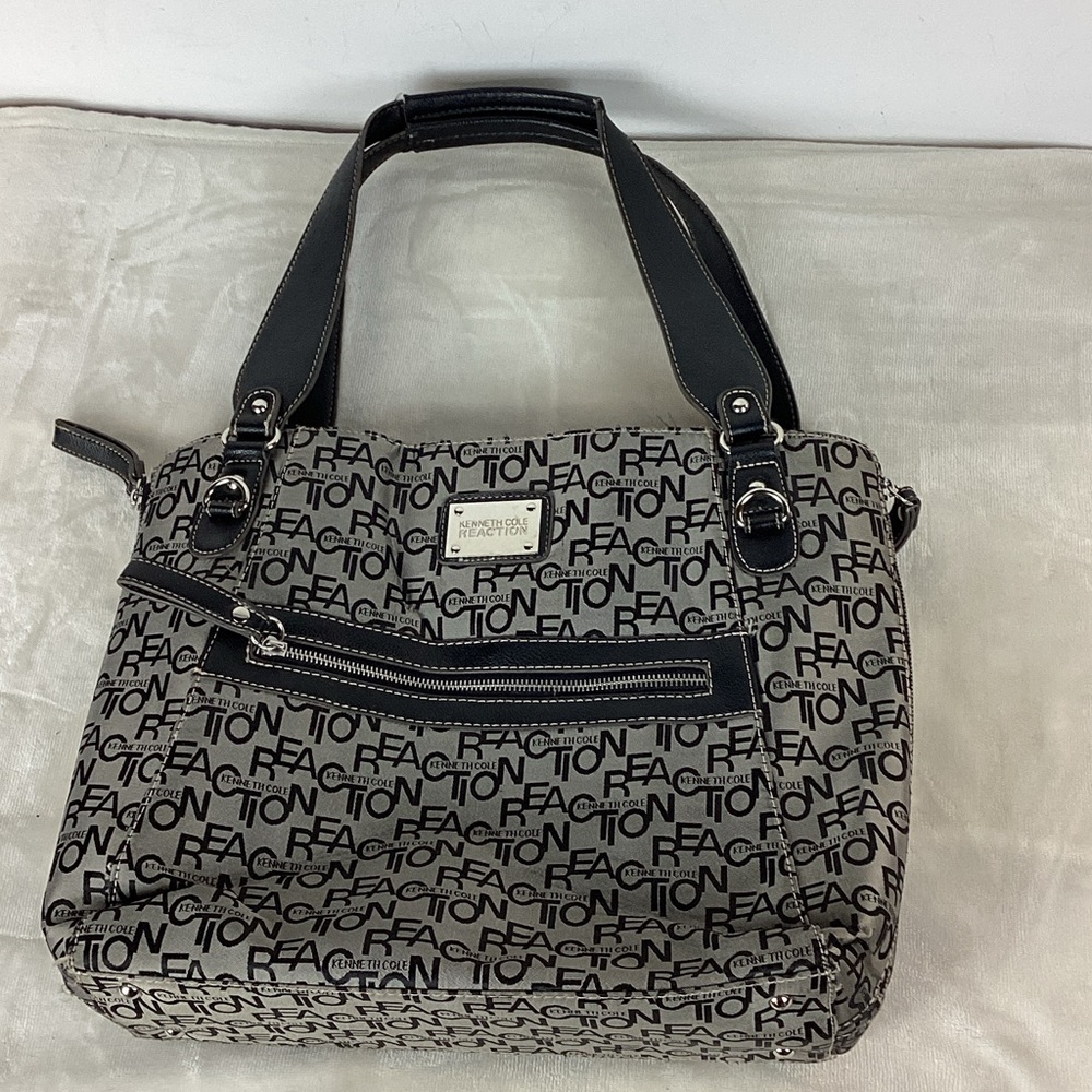 Kenneth Cole Reaction Black and Gray Logo Shoulder Bag